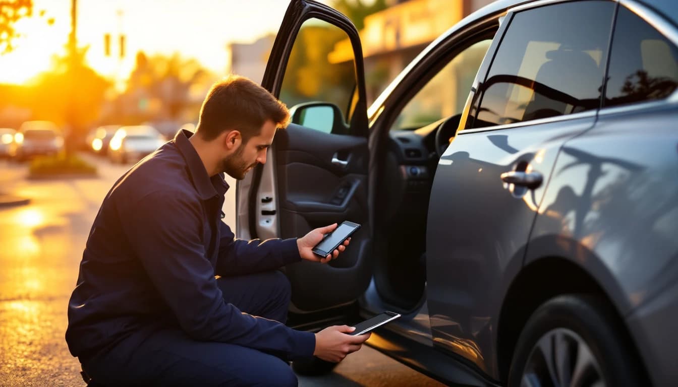 Cerrajero programando una llave inteligente Acura MDX con equipo dealer-level en Fort Worth