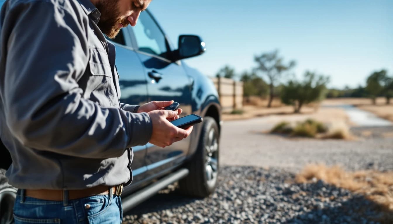 Cerrajero programando una llave Ford F-150 con equipo dealer-level en Fort Worth